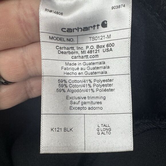 Carhartt Hoodie Mens Large Tall Midweight Loose Fit Pullover Black LT Pullover - Picture 9 of 16